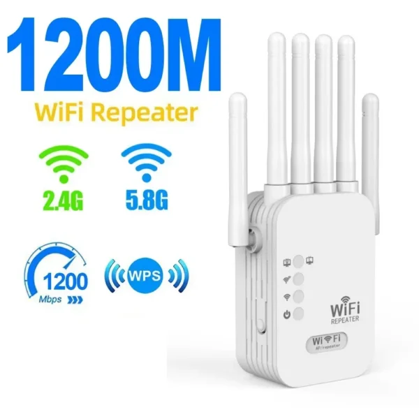 1200Mbps WiFi Repeater Wifi Amplifier Signal Wifi Extender Network Wi fi Booster 2.4G 5Ghz Long Range Wireless Wi-fi Repeater