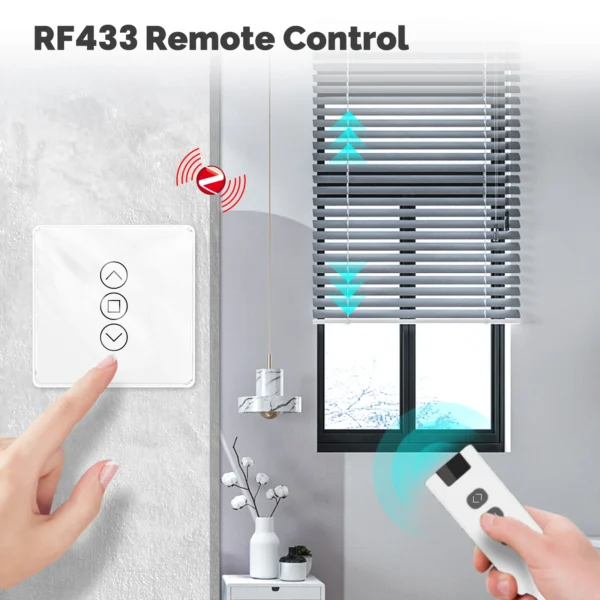 MOES Tuya ZigBee Smart Curtain Switch 2.5D Support RF433 Arc Glass Touch Panel App Remote Control Work With Alexa Google Home - Image 3