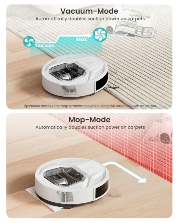 Lefant M320 Robot Vacuum Cleaner with Mop, 6000Pa Powerful Suction, Visible Dustbin, Carpet Detection, Alexa Voice Control