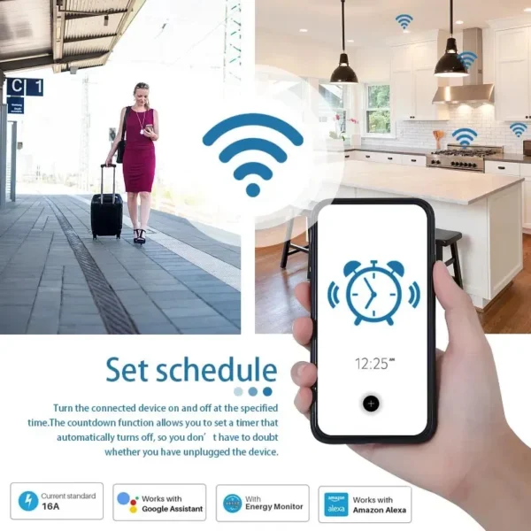 Tuya Smart Socket EU16A/20A Wifi Smart Plug With Power Monitoring Smart Life APP Remote Control Support Google Assistant Alexa - Image 3