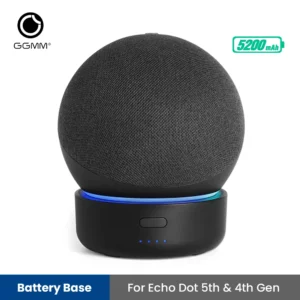 GGMM D4 Battery Base for Echo Dot 5th/4th Gen l Portable Rechargable Battery 5200mAh for Amazon Alexa Dot 4/5 Bluetooth Speaker