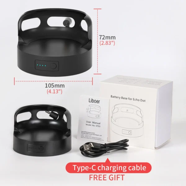 Battery Base for Echo Dot 3rd Portable Wireless Charging Power Bank Extend Playtime Battery Stand for Echo Dot 3rd Speaker Base - Image 3